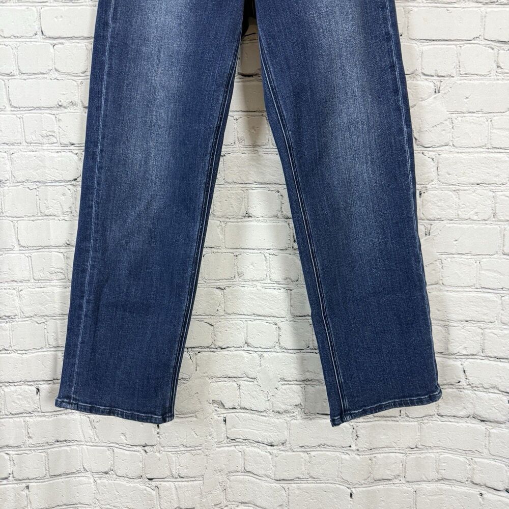 Quince Stretch High Rise Patch Pocket Wide Leg Jeans Dark Blue Wash - Picture 6 of 13